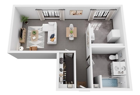 Floor plan for studio, 1 bath, 354 sqft